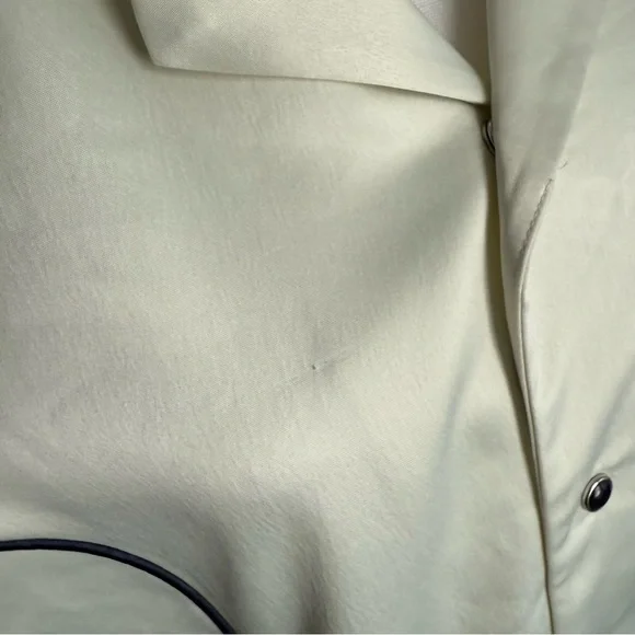 NWT ZARA Men's Satin Button Up Shirt Jacket white Retro Embroidery Size xlarge - Picture 8 of 8